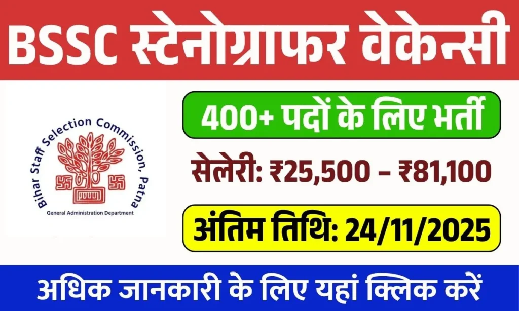 BSSC Stenographer Vacancy 2025
