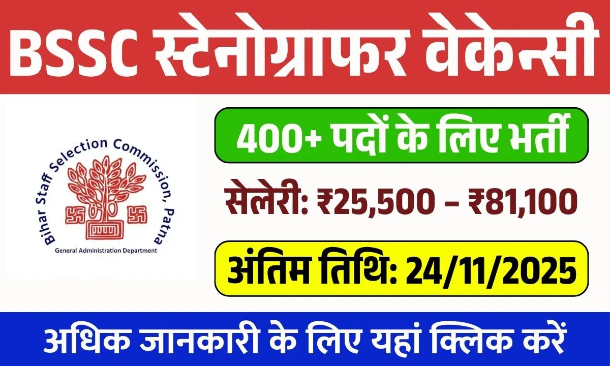 BSSC Stenographer Vacancy 2025