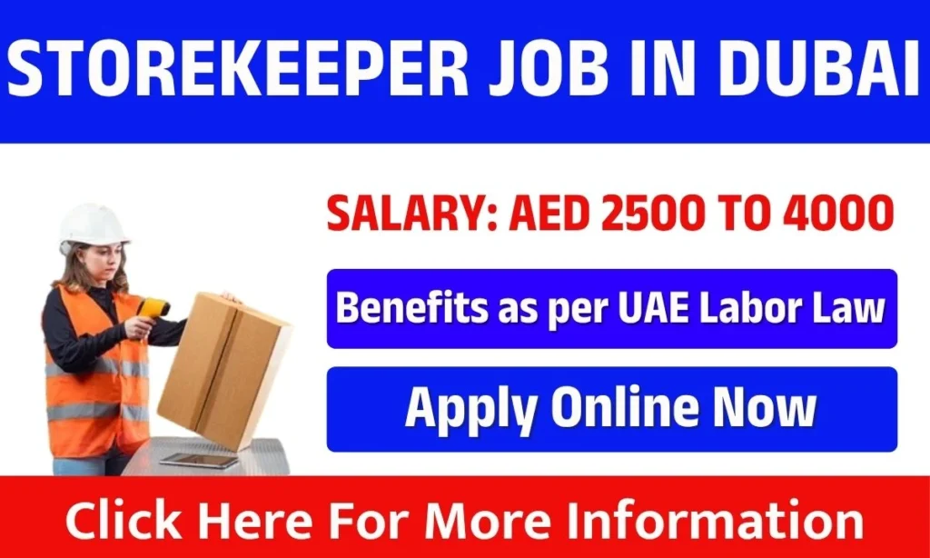 Storekeeper Job in Dubai