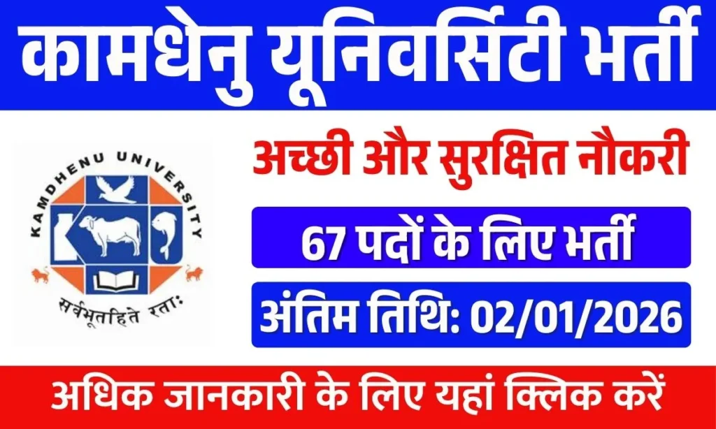 Kamdhenu University Recruitment 2025