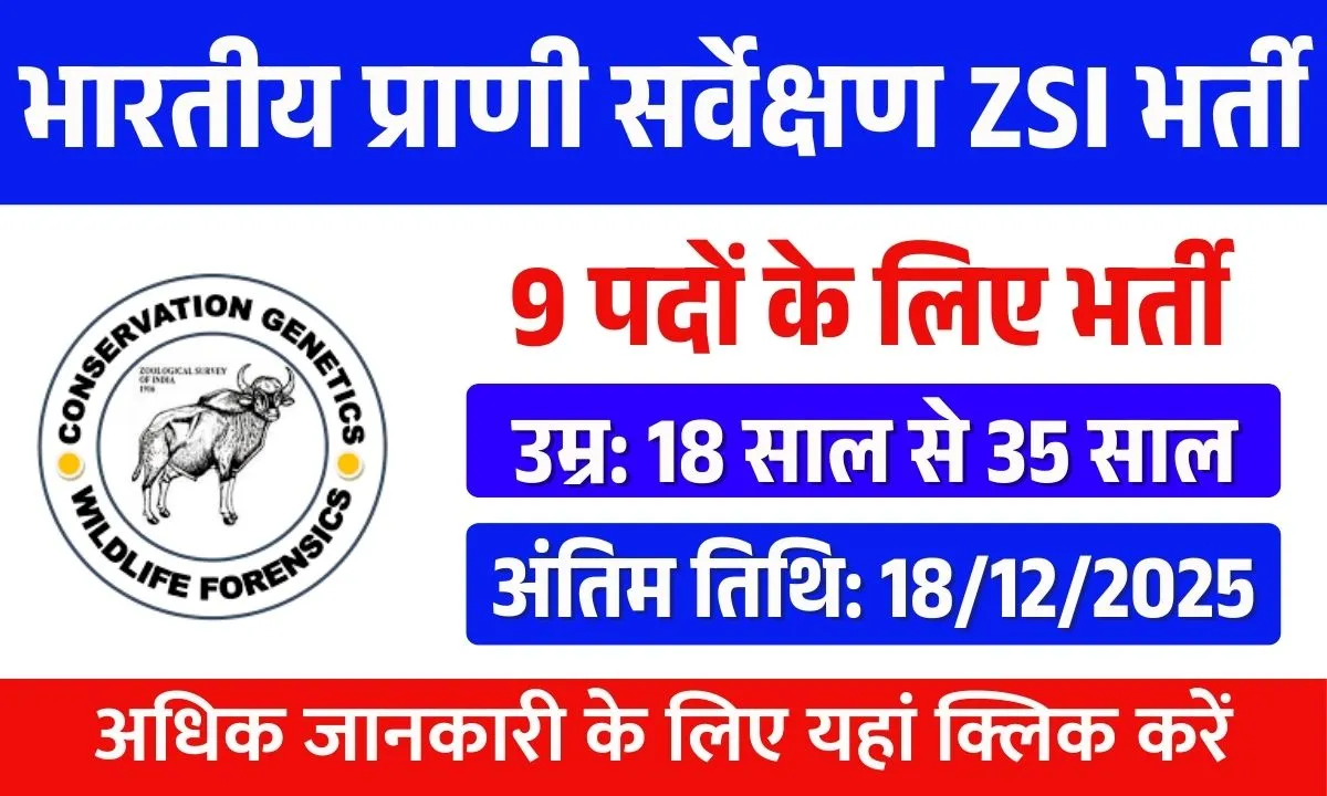 Zoological Survey of India ZSI Recruitment 2025